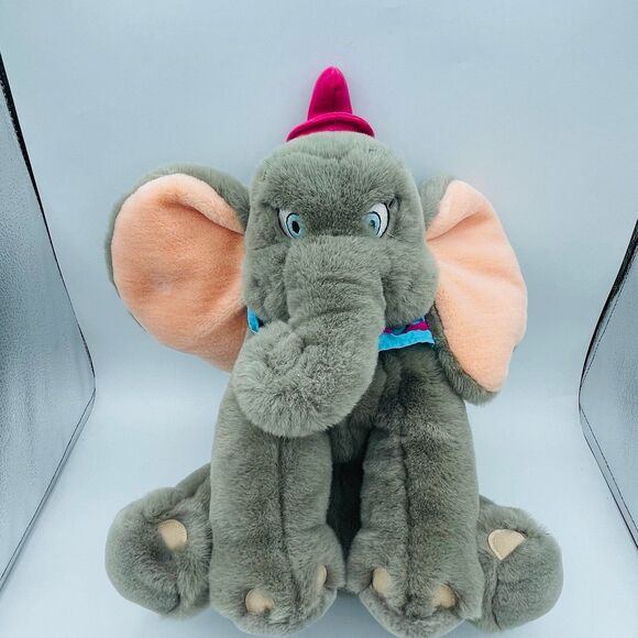 Disney Plush DUMBO the Elephant Soft Plush Stuffed Toy Red Hat & Clown Collar - Picture 1 of 9